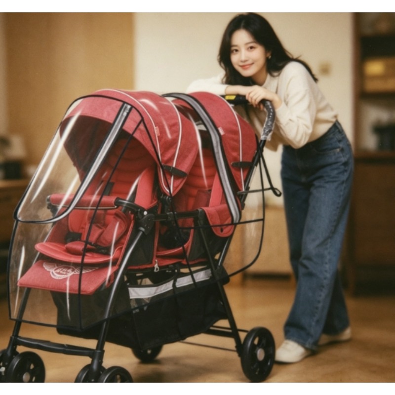 Stroller Rain Cover - Housse imperméable pour poussette double avec