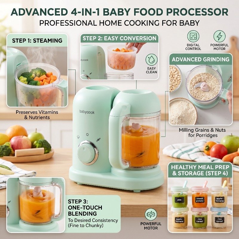 Baby Food Maker Blender - Robot culinaire multifonction haute précision 4-en-1